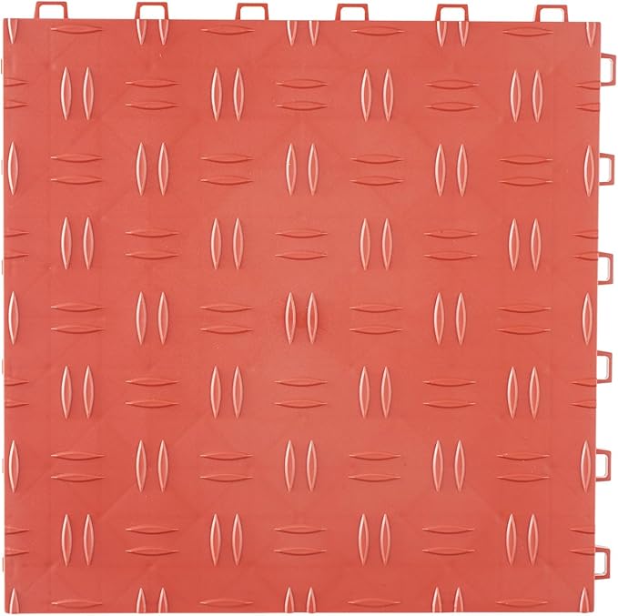 VEVOR Garage Floor Tiles 12 x 12 x 0.53 inch, Interlocking Design Ease of Installation Double-Sided Texture Non-Slip Sturdiness, for Garages, Basements, Repair Shops, Red, 25 Pack