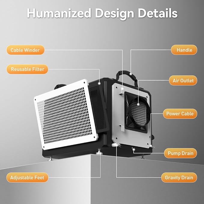 Commercial Dehumidifier 120 Pint with Drain Hose for Crawl Spaces, Industrial, Basements, Garages, Dehumidifier with Pump, Portable, Compact, Large Capacity, Auto Defrost, Memory Restart