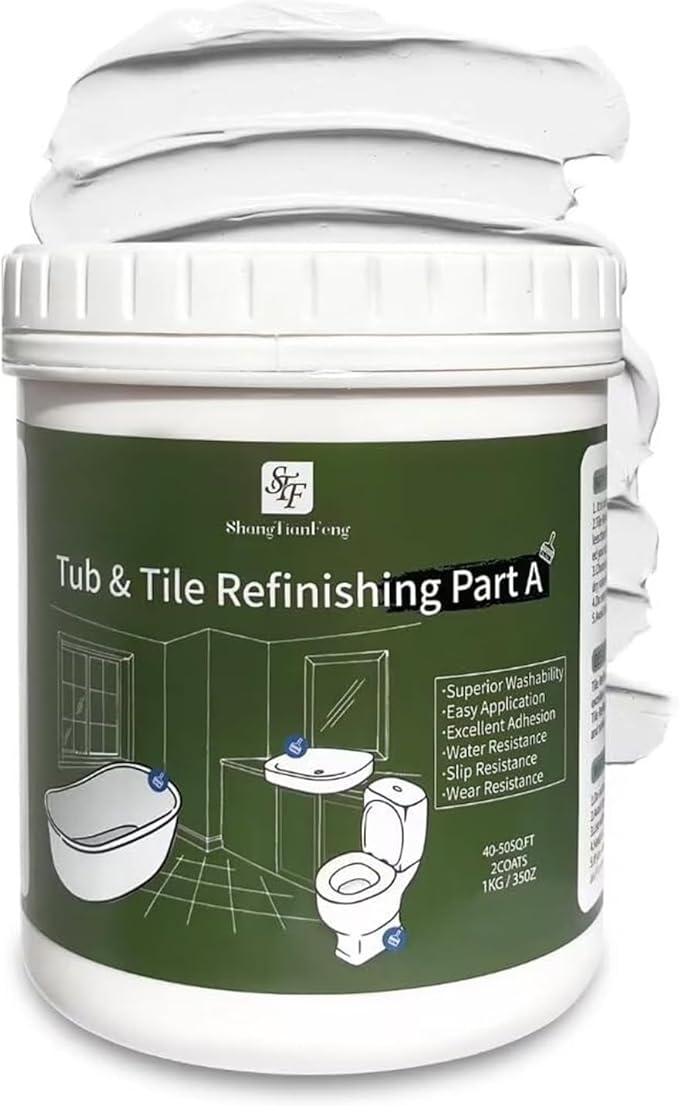 White Ceramic Tub and Tile Refinishing Paint - Bathtub, Bathroom Wall, Ceramic vase,Countertop, Sink Paint - Easy to Use, Waterproof, Low Odor, No Toxic(White 16.0 FL Oz)