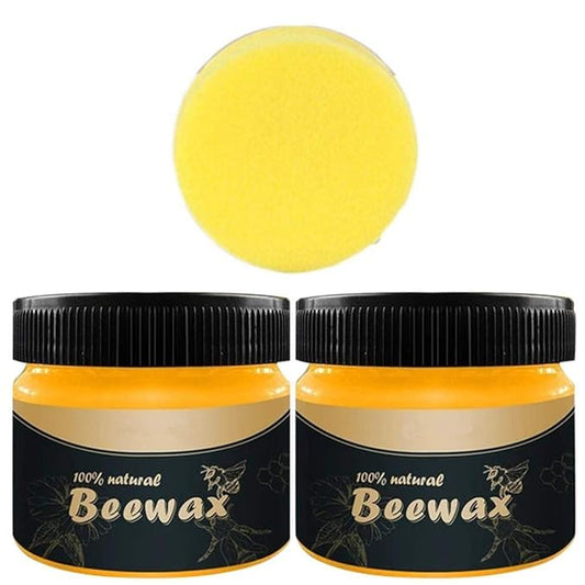 Wood Seasoning Beewax, 2 PACK,2020 Natural Traditional Beeswax Polish Wood Furniture Cleaner for Wood Doors, Tables, Chairs, Cabinets and Floors for Furniture to Beautify & Protect
