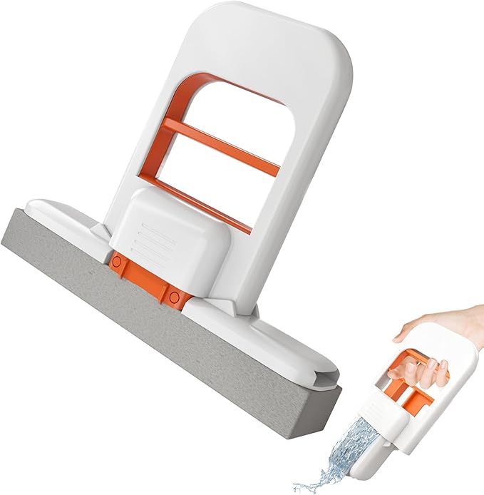 Mini Foldable Desktop Mop, mini mop - 2025 New Portable Mini Cleaning Sponge Mop, Wet and Dry Use Cleaning System, One-Hand Squeeze Handle, for Bathroom, Kitchen, Desktop