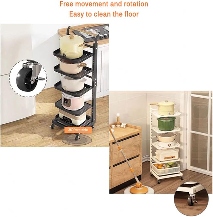 Adjustable Microwave Shelf Stand with 3 Tiers nize Plates Pots and Cups in Kitchen Cupboard Black Rack with Storage Baskets for Pan Protectors