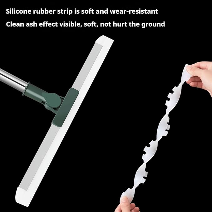 Multifunction Floor Broom,Household Silicone Wiper Floor Squeegee for Kitchen Shower Tile Pet Hair,Long Handle Anti-Static Household (S)