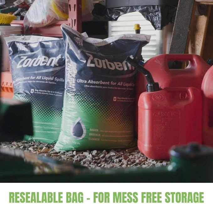 Zorbent Oil Spill Absorbent | 30 Quart Bag Absorbs up to 6 Gallons of Liquid. Replaces 90 lbs of Clay. Non-Toxic, Low-Dust, with Cleaning Agent. For Fast Industrial Spill Cleanup