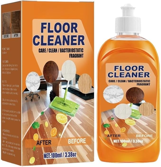 Floor Cleaner Kit, 100 ml Hard Floor Cleaning Solution with Sponge and Cloth, Concentrated Floor Cleaner for Routine Mopping and Spot Cleaning on Sealed Wood and Laminate Floors