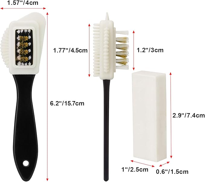 2 Sets of Suede Brush Brush & Nubuck 2 Pieces 4-Way Brush + 4 Eraser, Premium Shoe Cleaner Kit