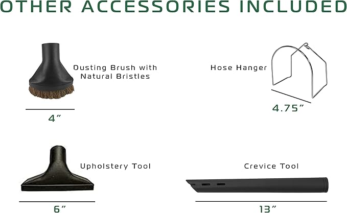 Vacuum Specialists BASIC Garage Central Vacuum Accessory Kit | 35 Feet Air Hose & Deluxe Cleaning Kit [Fit All Central Vacuum Brands]