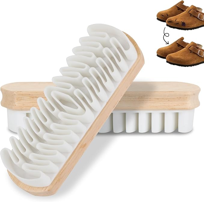 2Pcs Suede Brush for Shoes, Nubuck Brush Suede Eraser Suede Shoe Brush Suede Shoe Cleaner, Suede Cleaning Brush for Shoes, Bags, Sofa with Wooden Handle, Stain Eraser