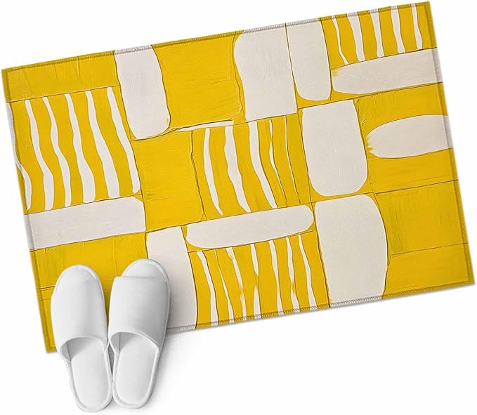 Impressionist Style Entryway Rug 2'x3', Yellow Abstract Blurred Color Small Area Rug Non-Slip Front Door Mat Washable Floor Carpet for Indoor Entrance Kitchen Bathroom