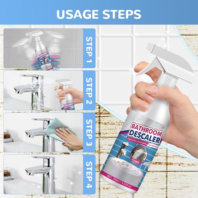 Eadwe Stubborn Stains Cleaner, 2025 Upgrade Bathroom Descaler Cleaners, Multipurpose Bathroom Foam Cleaner, Bathrooms Descaler Spray for Toilet Bath Shower Glass Sink Cleane (1)