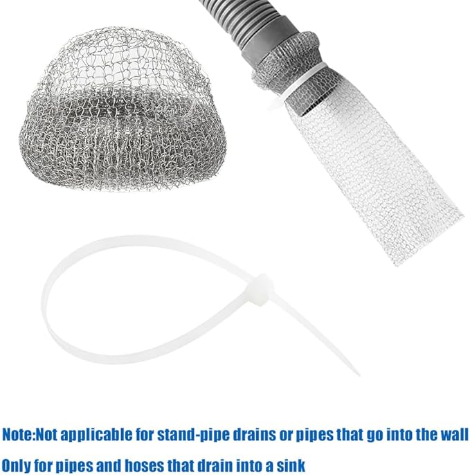 Lint Traps 10 Pieces Lint Trap Laundry Mesh Washer Hose Filter Hose Screen Filter Catcher with 10 Pcs Cable Ties Sink Drain Hose Filter Catcher for Washing Machine Hose