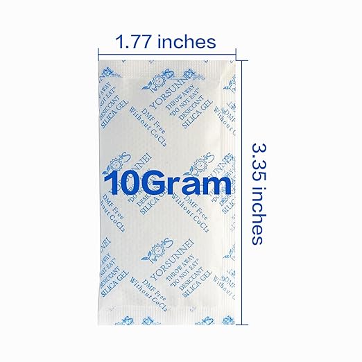 10 Gram Silica Gel Packets, Reusable Desiccant Packs for Storage, Rechargeable Moisture Absorber Food Grade Silica Gel Packs for Moisture Control [50 Packs]