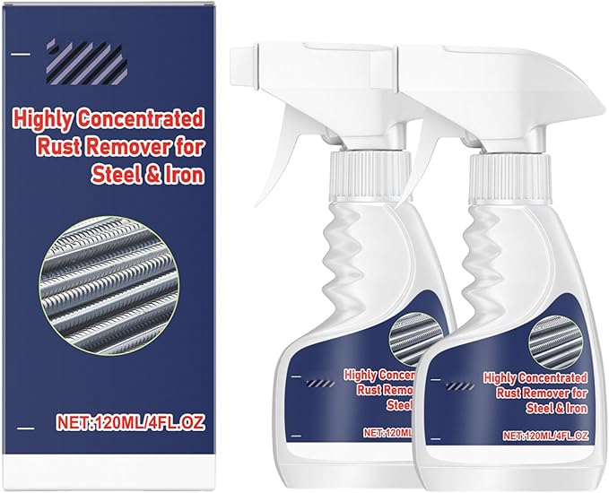 Meigline Rust Remover, 4 Fl Oz Highly Concentrated Rust Remover for Steel & Iron, Meigline Highly Concentrated Steel Remover for Tools, Stainless Steel, Automotive Parts (2pcs)
