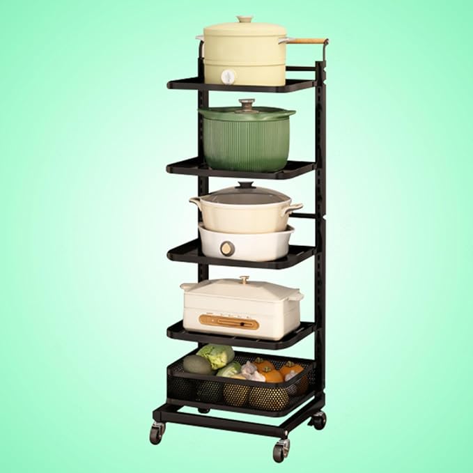 Pot and Pan nizer Rack for Cupboard White Sliding Shelf Unit for Plates and Pots Over Microwave Holder with Black Basket Space Saving Kitchen nizer