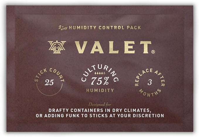 Valet 75% Two-Way Humidity Pack Single (60g), Individually Wrapped Humidity Control Pack for Moisture Restoration, Moisture Absorber for Leaky Wood & Breathable Storage, Made in USA