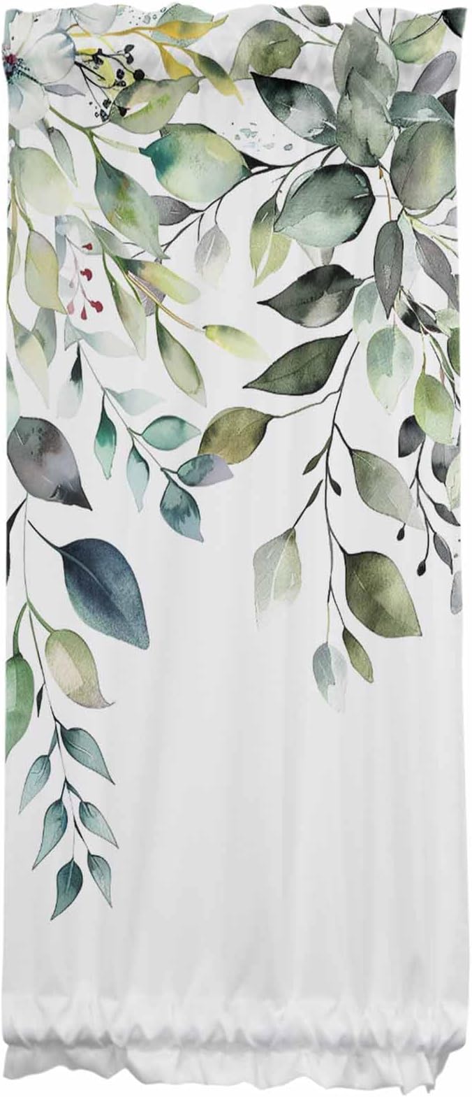 French Door Curtain Panel for Front Door, Botanical Plant Leaves Eucalyptus Leaves Sage Green Slidelight Door Curtains with Tieback Light Filtering Privacy Panels for Doorway Entryway 25"x 40"
