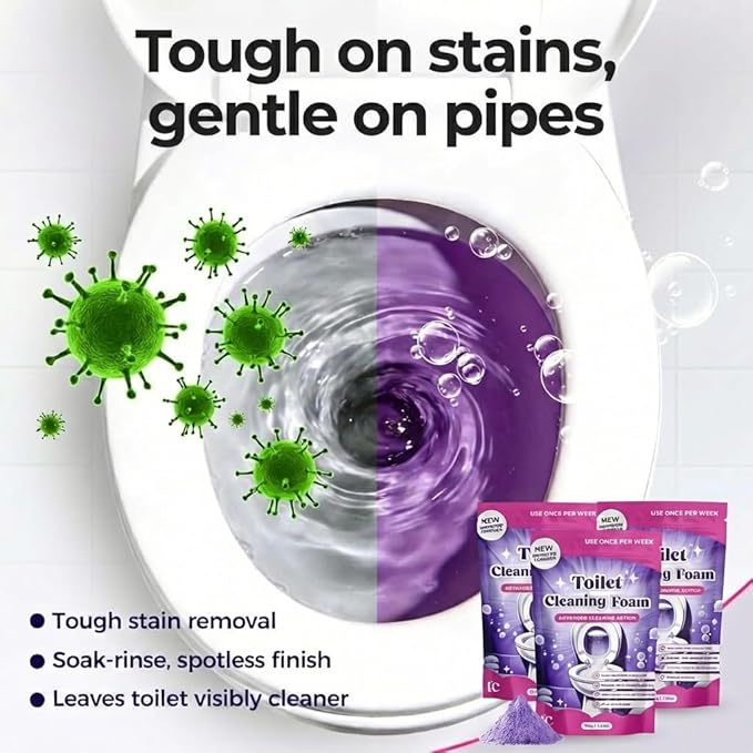 Ultra Foaming Toilet Cleaner Powder Pouches, Self‑Activated Cleaning Foam for Toilet, Easy Clean for Home and Bathroom Use