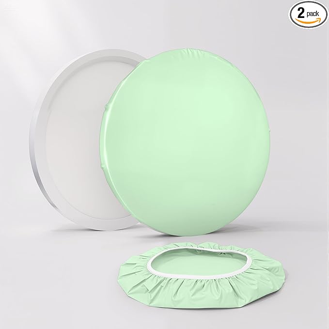 12" Ceiling Light Cover, 2 Pcs Flush Mount Light Fixture Cover, Fabric Ceiling Light Fixture Cover, Light Filters for Bedroom, Kitchen, Hallways/Entryways, Office, Basement (Light Green)