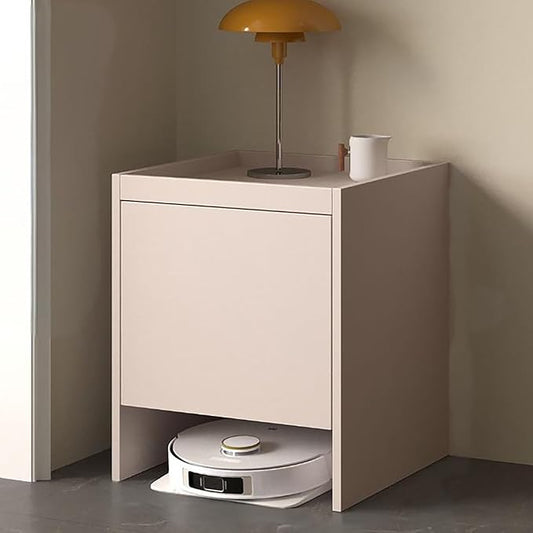 Robot Vacuum Stand Cabinet,Storage Cabinet with Doors and Drawers for Robot Vacuum Cleaner,Wood Bathroom Cabinet,Side Table for Living Room, Home Office(Gray,H65cm/25.6in)