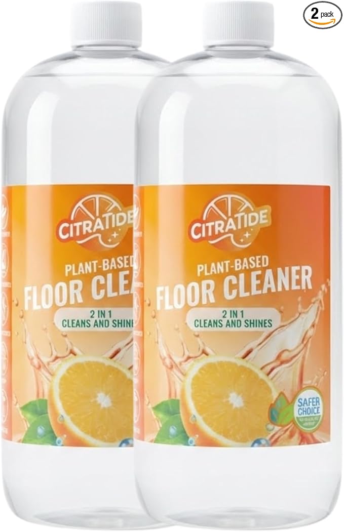 Floor Cleaner – Heavy Duty Plant-Based Cleaning & Conditioning Citrus Formula for Tile, Wood, Laminate & Vinyl – Non-Toxic, Streak-Free, Safe for Kids & Pets (2 Pack)