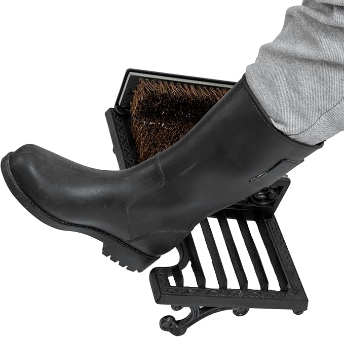 MyGift Heavy Duty Shoe Scraper and Boot Brush, Vintage Cast Iron Shoe Dirt Scrubber Cleaner/Outdoor Boot Mud Brush