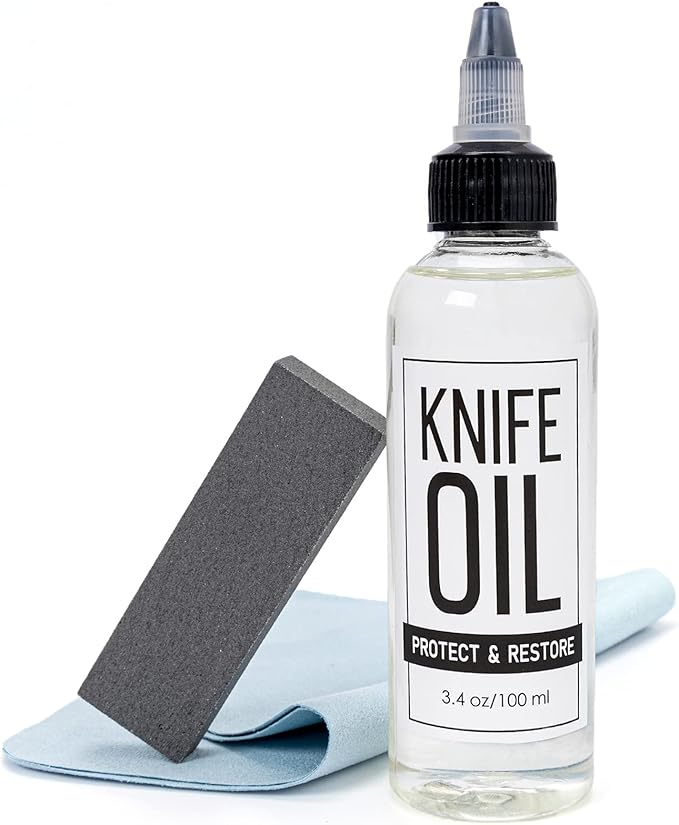Knife Oil Rust Eraser Kit, Extra Large Rust Remover for Knives, Sword Maintenance Oil (3.4 oz) for Carbon Steel Blade, Cleaning, Protection And Lubricant Care Set