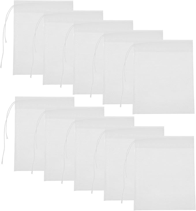 100pcs Reusable Muslin Drawstring Soup Filter Bags 8x10cm Tea Spice Sachets Kitchen Coffee Filter Bags for Cooking and Brewing