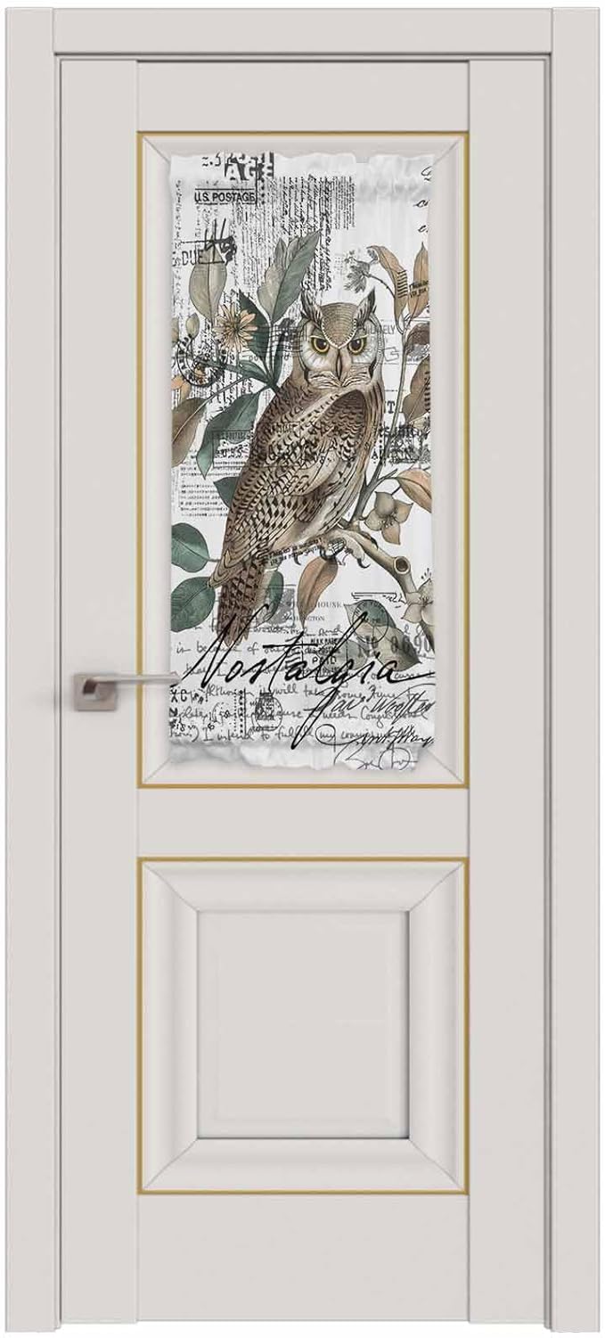 French Door Curtain Panel for Front Door, Black White Bird Owl Envelope Postmark Slidelight Door Curtains with Tieback Light Filtering Privacy Panels for Doorway Entryway 25"x 40"
