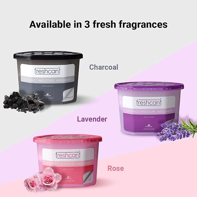 Freshcant Moisture Absorber Bundle, Room and Closet Freshener, Moisture and Odor Absorber for Home, Rooms, Basement, Garage, Prevents Musty Odor, Controls Moisture, Pack of 3, Charcoal