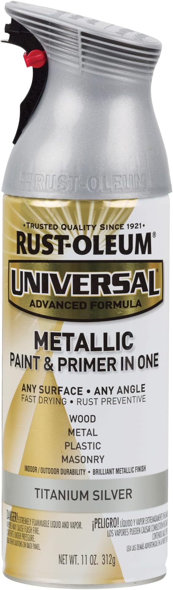 Rust-Oleum 245220 Universal All Surface Metallic Spray Paint, 11 oz, Titanium Silver
