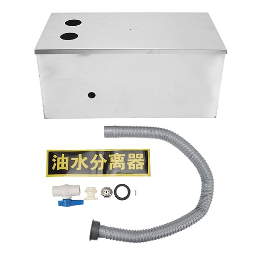 Commercial Grease Trap 4 Gallons Per Minute, Stainless Steel Grease Interceptor Trap Oil Water Separator with Removable Filter Basket for Kitchen Restaurant