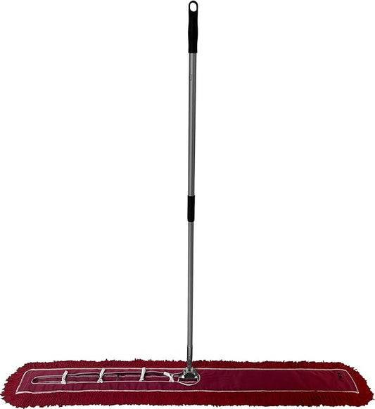 Ultimate Dust Mop Kit: Industrial-Grade Performance, Heavy-Duty Frame, Telescopic Handle - Red 60 Inch