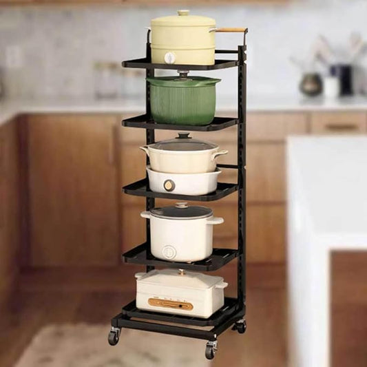 Adjustable Microwave Shelf Stand for Kitchen Counter Expandable 3 Tier Pot Rack and Plate nizer Black Kitchen Pan Stand with 5 * 5 Boards