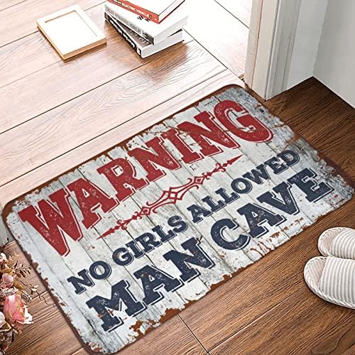 Floor Mats for Home Entrance Warning! Man Cave No Girls Allowed Rug Porch Rugs Outdoor Waterproof Bathroom Gifts 16x24 inch