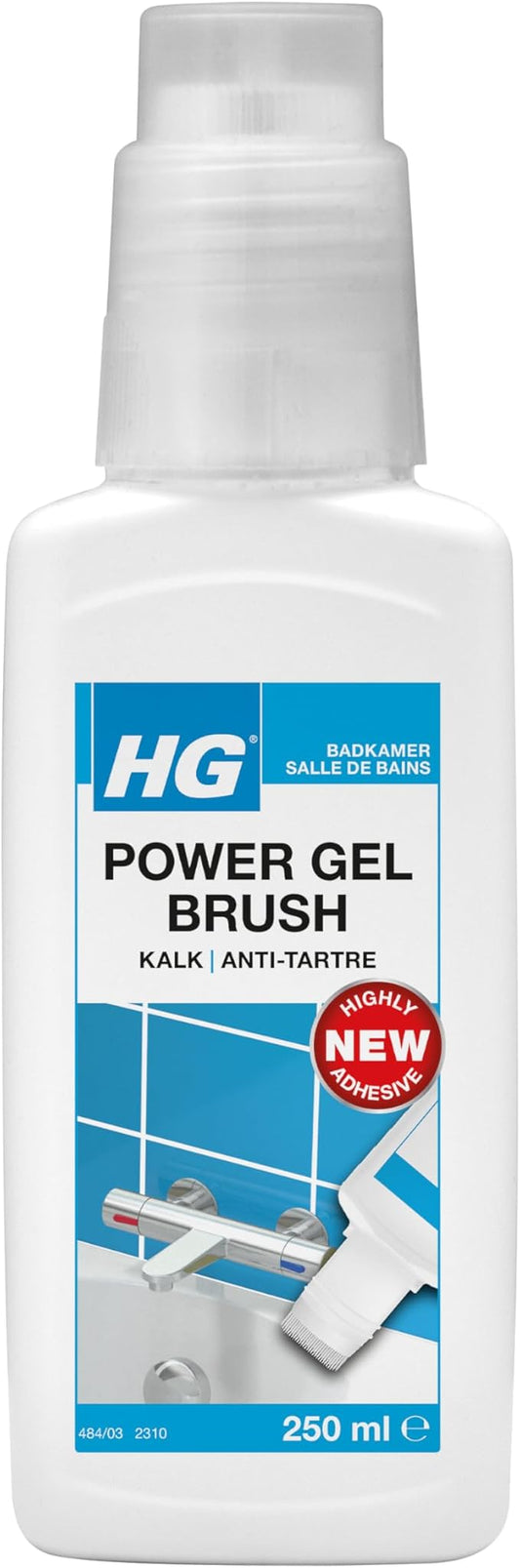 HG Power Gel Brush, Limescale Remover, Limescale Residue Remover, Bathroom Cleaner, 250ml