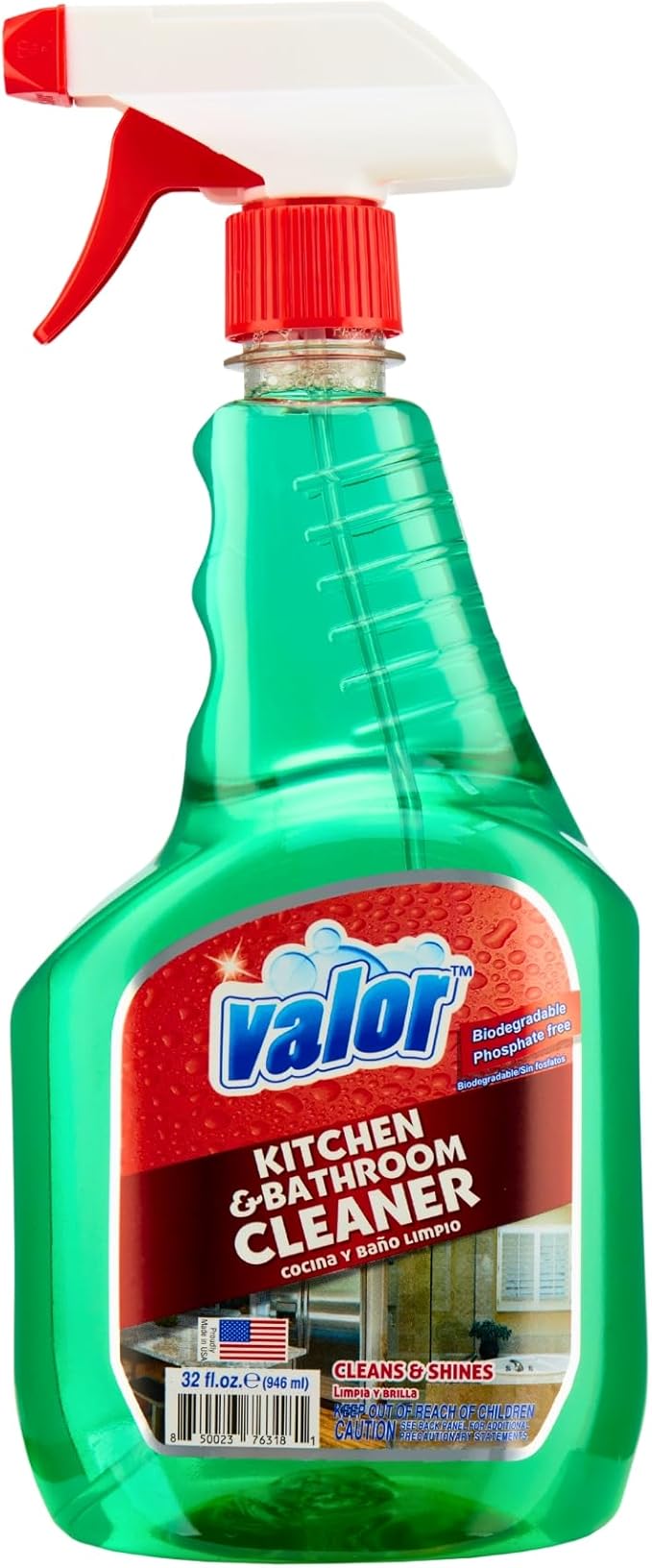 Valor Kitchen & Bathroom Cleaner Spray – Multi-Surface Degreaser & Limescale Cleaning Solution, Eco-Friendly Biodegradable Formula, (32 Fl Oz (Pack of 3))