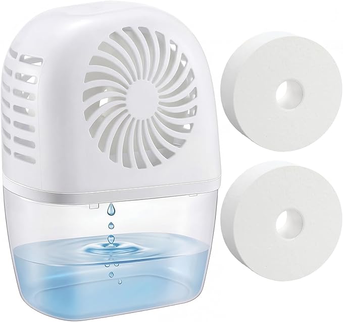 VIHOSE Moisture Absorber Dehumidifier Box with 2 Refill Moisture Absorb Tablets Fragrance-Free Calcium Chloride Humidity Remover for Closet Bathroom Kitchen Basement Storage 18.6 oz/ 550 ml Capacity