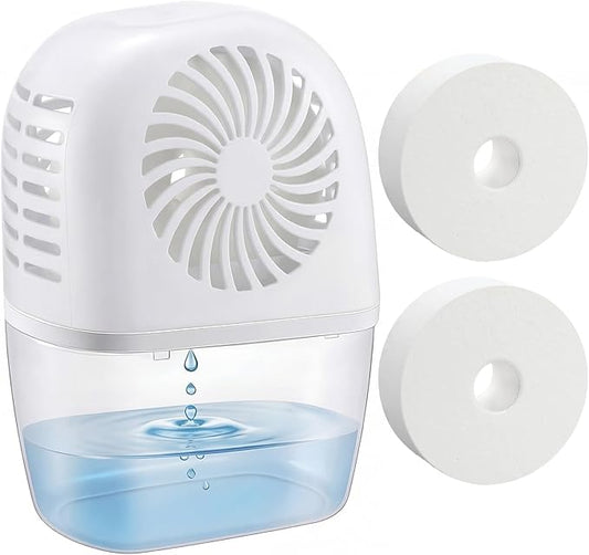 VIHOSE Moisture Absorber Dehumidifier Box with 2 Refill Moisture Absorb Tablets Fragrance-Free Calcium Chloride Humidity Remover for Closet Bathroom Kitchen Basement Storage 18.6 oz/ 550 ml Capacity