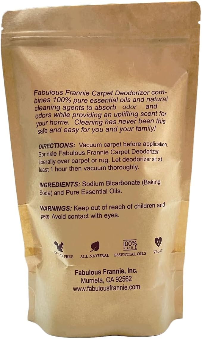 Fabulous Frannie All Natural Ingredients No Synthetics Protect Scent Carpet Care REFILL made with Pure Essential Oils Clove, Lemon, Cinnamon, Eucalyptus and Rosemary 26oz (Pack of 1)