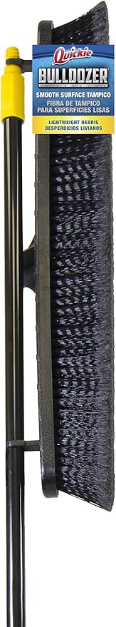Quickie Bulldozer Smooth-surface Push Broom 24 inch, Black, Indoor and Outdoor Cleaning, Steel Handle, Professional-Grade, Sweep Home/Garage/Kitchen/Hallways (538)