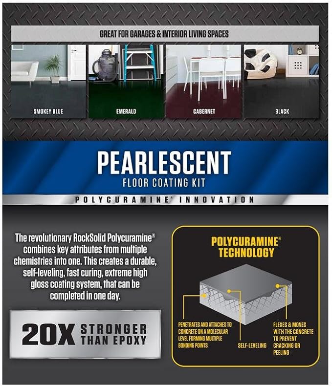 Rust-Oleum 306325 RockSolid Pearlescent 1 Car Garage Floor Coating Kit, Pearl Black