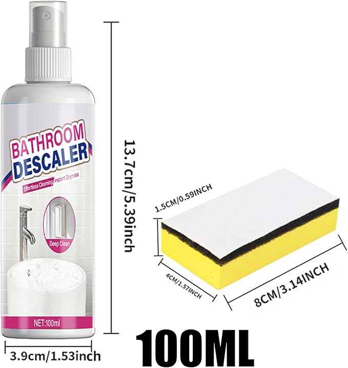 Powerful Bathroom Descaler - Cleaning Foam, Stain Remover with 100ml Capacity, Toilet Cleaner with Multi- Formula, Bowl Agent Spray, Hard Water for Home Use