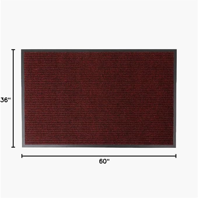 Notrax 109 Brush Step Carpeted Indoor/Outdoor Entrance Mat for Home or Office, 3' X 5', Absorbent Slip Resistant Heavy Duty Entry Mat, Red/Black, 109S0035RB