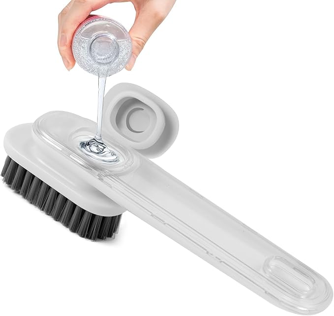 Shoe Brush, Liquid Dispenser Shoe Cleaning Brush, Laundry Brush for Stains on Clothes, Sneaker Cleaner Brush for Leather, Canvas, Knit, Multi-Purpose Cleaning Brush for Household & Outdoor
