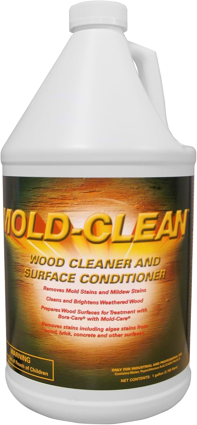Nisus MOLD-CLEAN Wood Cleaner and Surface Conditioner, Ready-to-Use, Removes Stains on Wood, Concrete, Decks, Siding, Plastic Furniture, 1 Gallon
