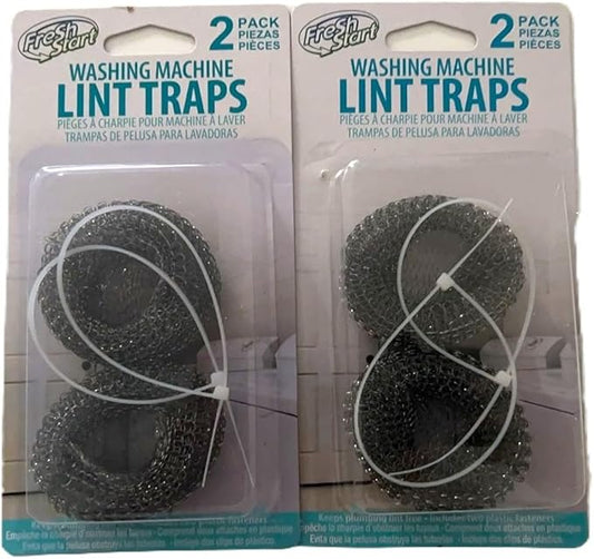 Washing Machine Lint Traps, Stainless Steel, 2 Pack with Cable Ties, 4 Pieces Total