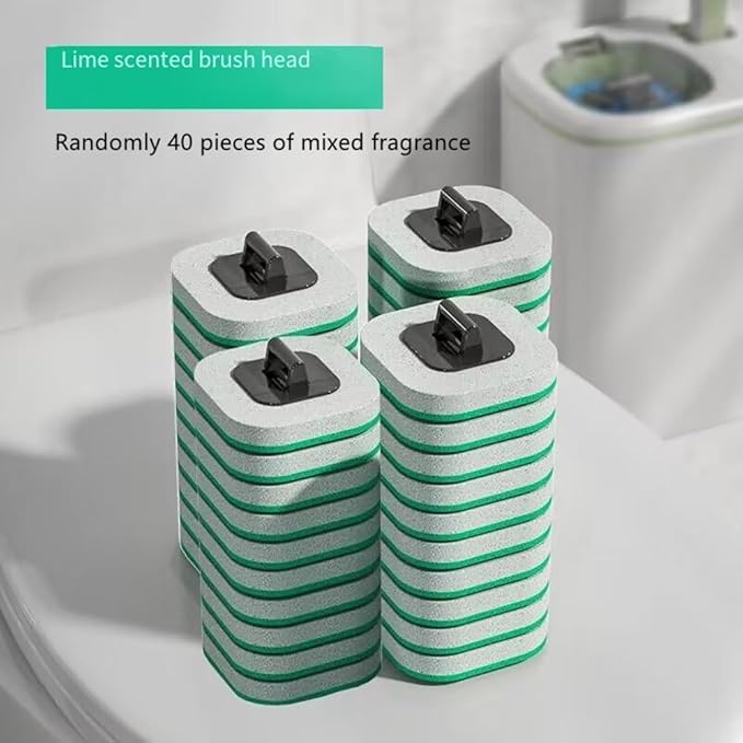 Toilet Brush System with 40 Count Refills, Toilet Holder Bowl Wand Brush Cleaning Kit & Replacement Cleaner Refill Pads (40pcs Different Fragrance Refills)