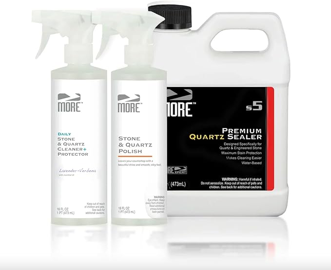 MORE - Quartz Countertop Cleaning, Sealing & Protection Kit - Shine & Stain Protection - Water-Based Formulas - Lavender-Verbena - Small