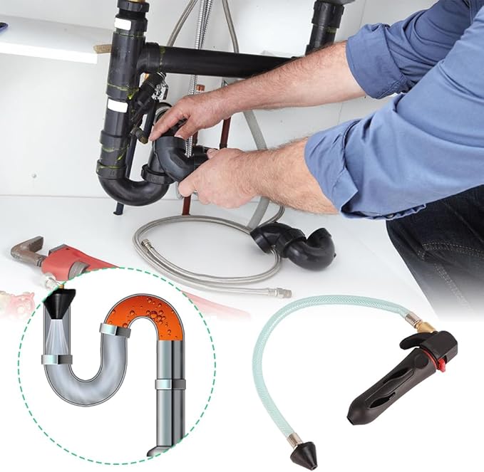 Tiiyee AC Drain Line Cleaner Tool, Gallo Threaded Air Conditioner Cleaner Blaster Opener with Flexible Hose Pipe High Pressure Unclogger Cleaning Kit for Unclogs Condensate Removal Clears HVAC Clogs