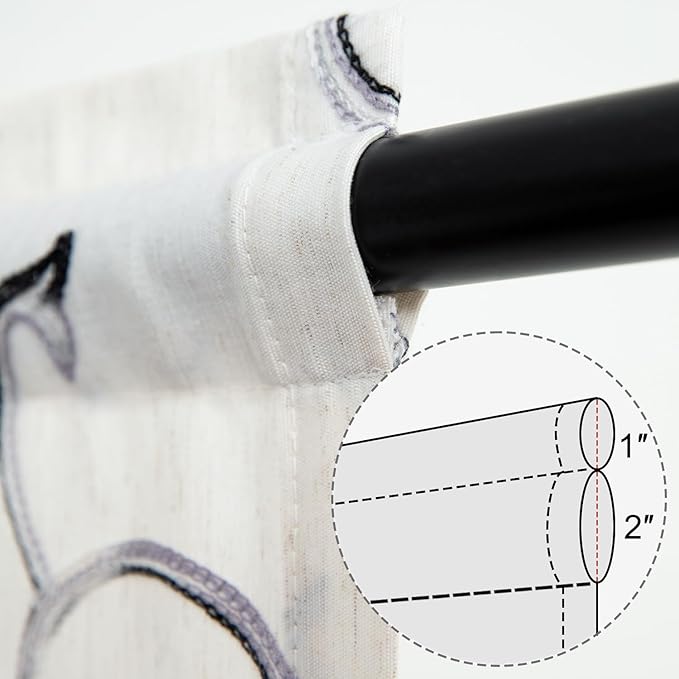 VOGOL French Door Curtains, Country Style Light Filtering Privacy Drapes for Living Room Sliding Door, 1 Panel 36 x 40 Inches Sidelight Doorway Curtain, Grey & Beige